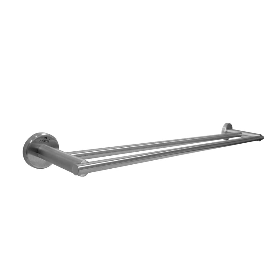 Premium Stainless Steel Towel Rail – Brushed Silver 600mm with Double Hook
