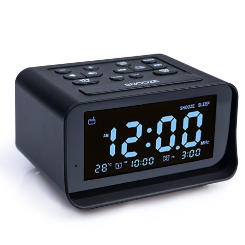 Bluetooth Alarm Clock with Thermometer - Black - SuperSaverAU - view 1
