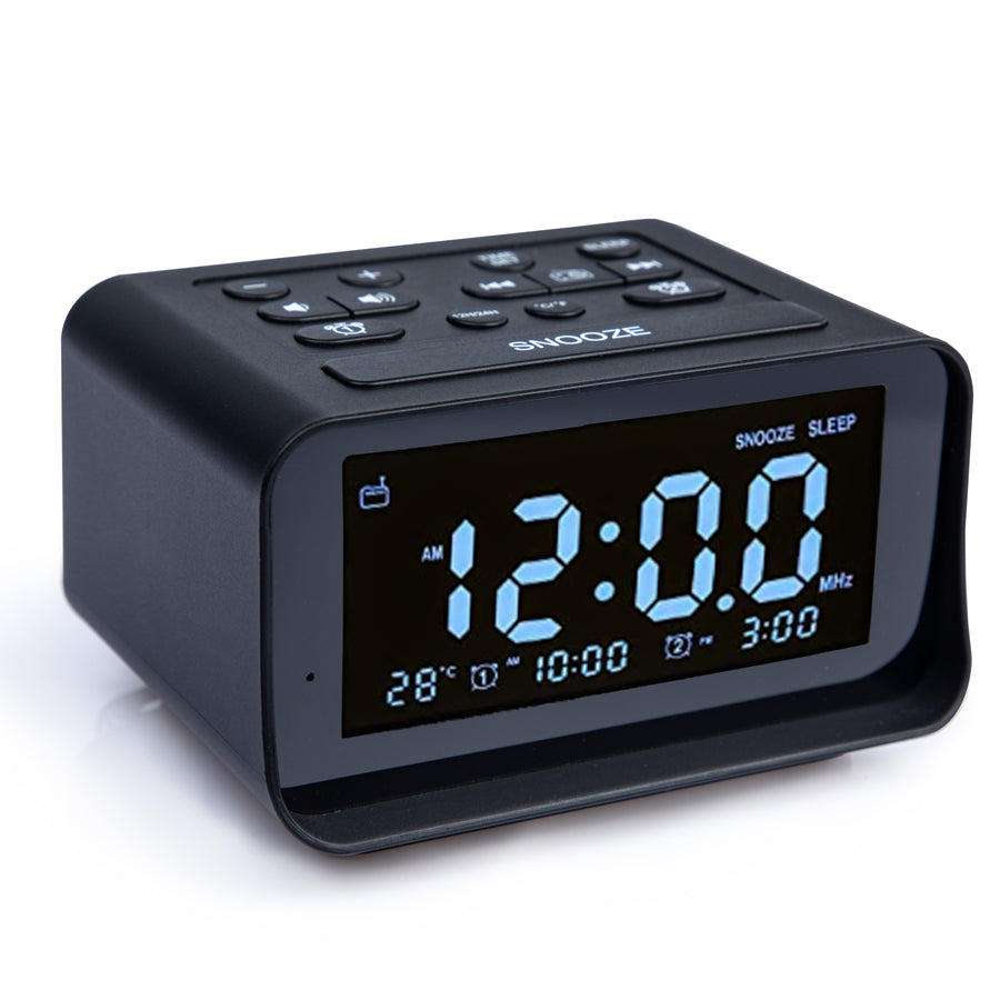 Bluetooth Alarm Clock with Thermometer - Black - SuperSaverAU - view 1
