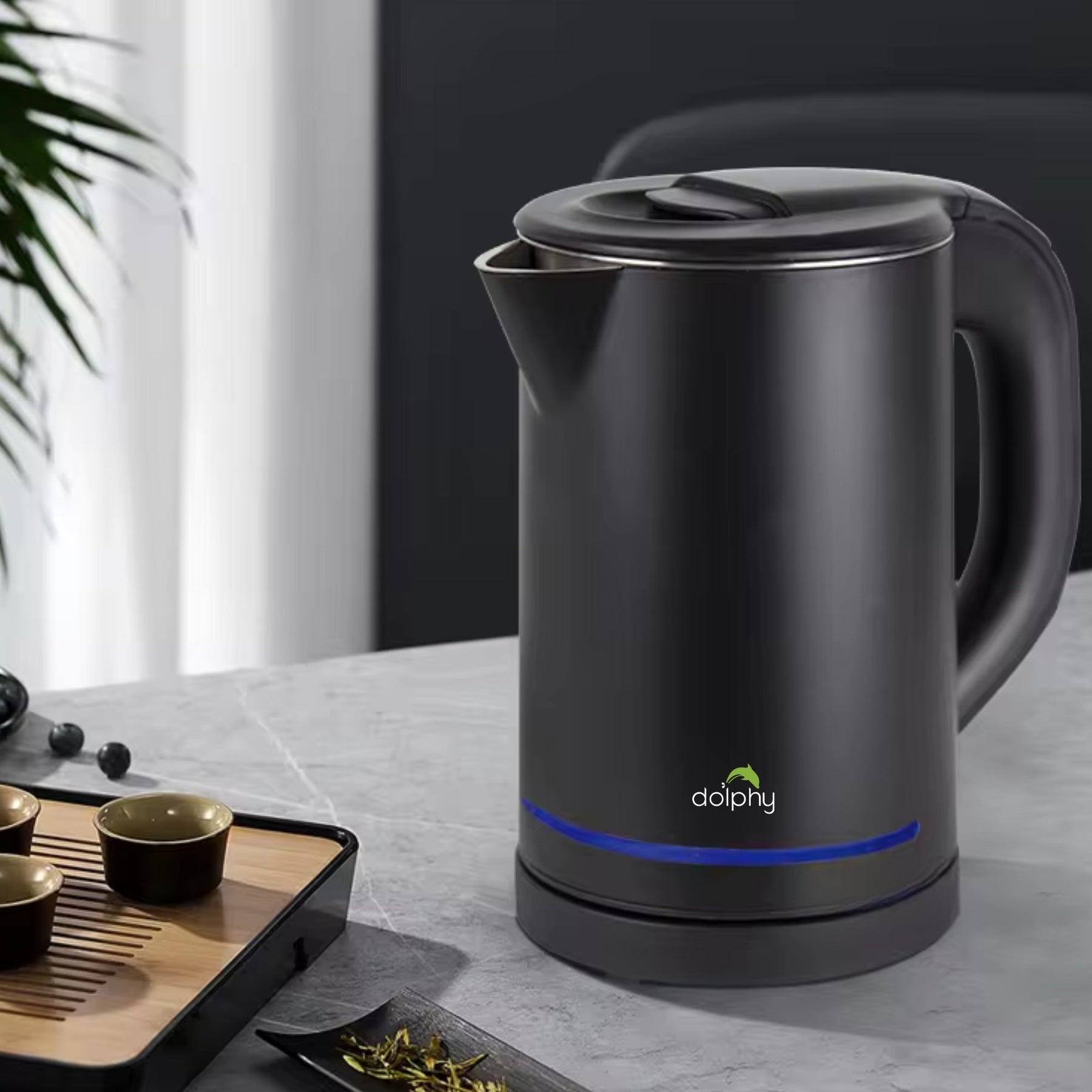 0.8L Electric Kettle Matt Black With Light Design - SuperSaverAU - view 4