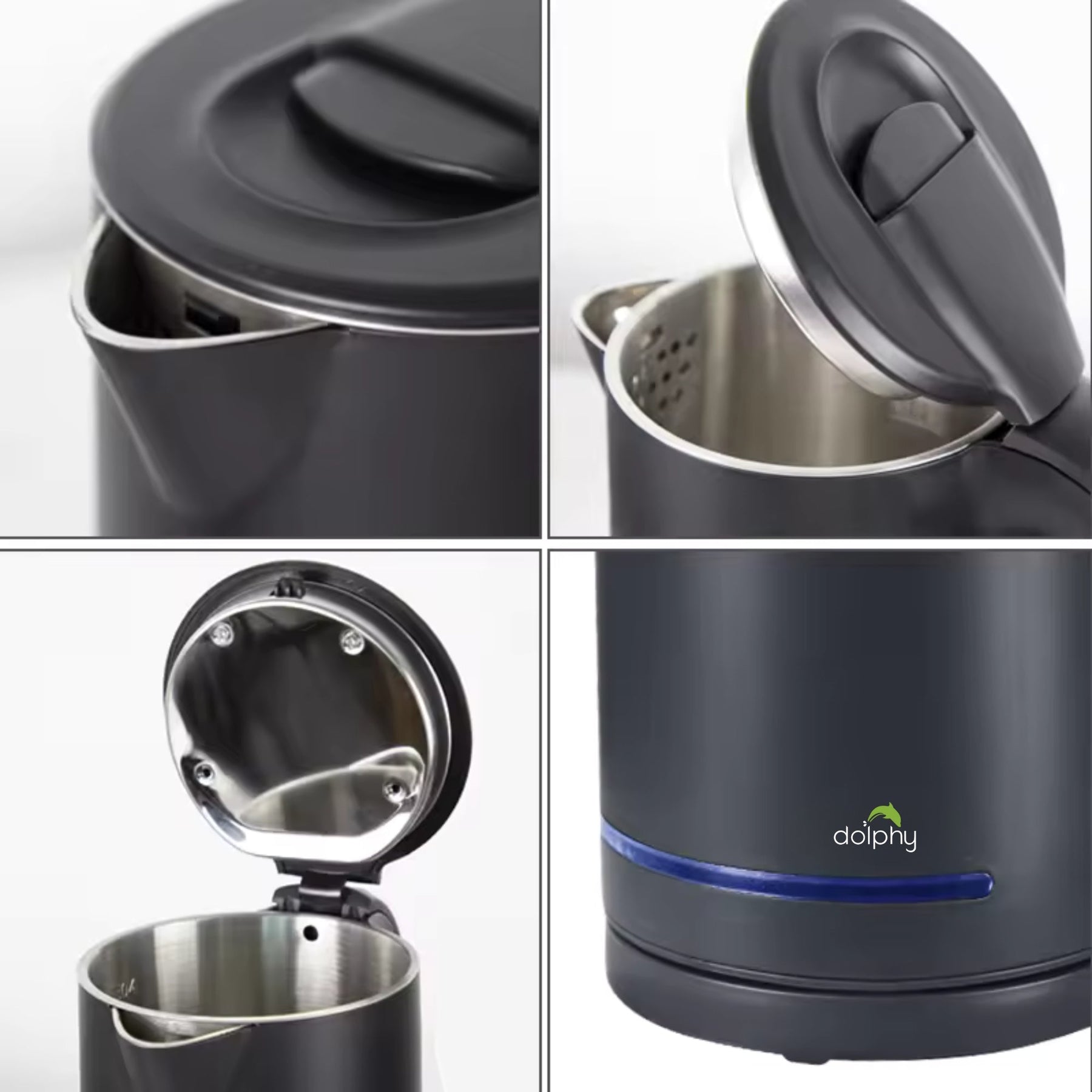 0.8L Electric Kettle Matt Black With Light Design - SuperSaverAU - view 5