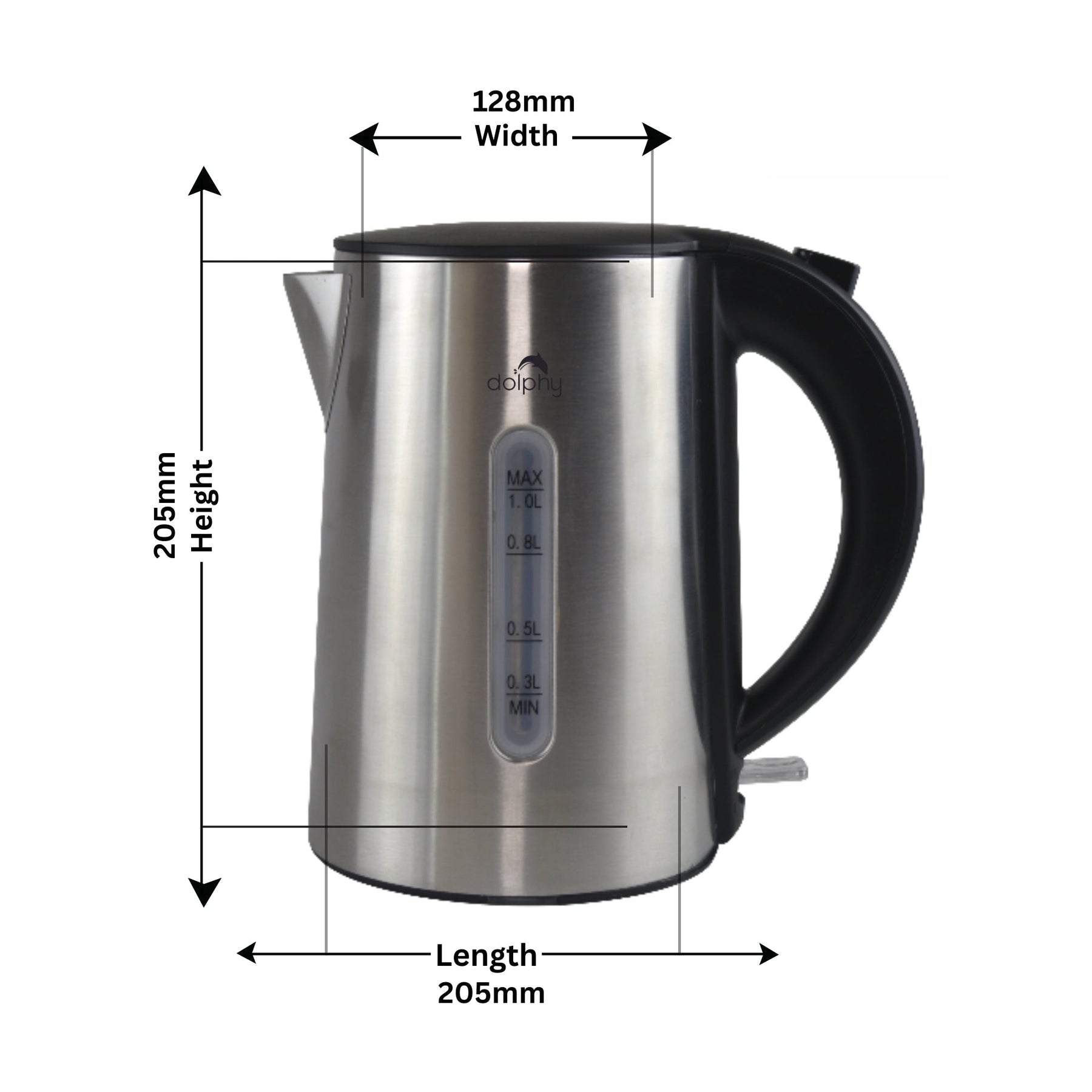 1.0L Brushed Silver Stainless Steel Kettle - SuperSaverAU - view 2
