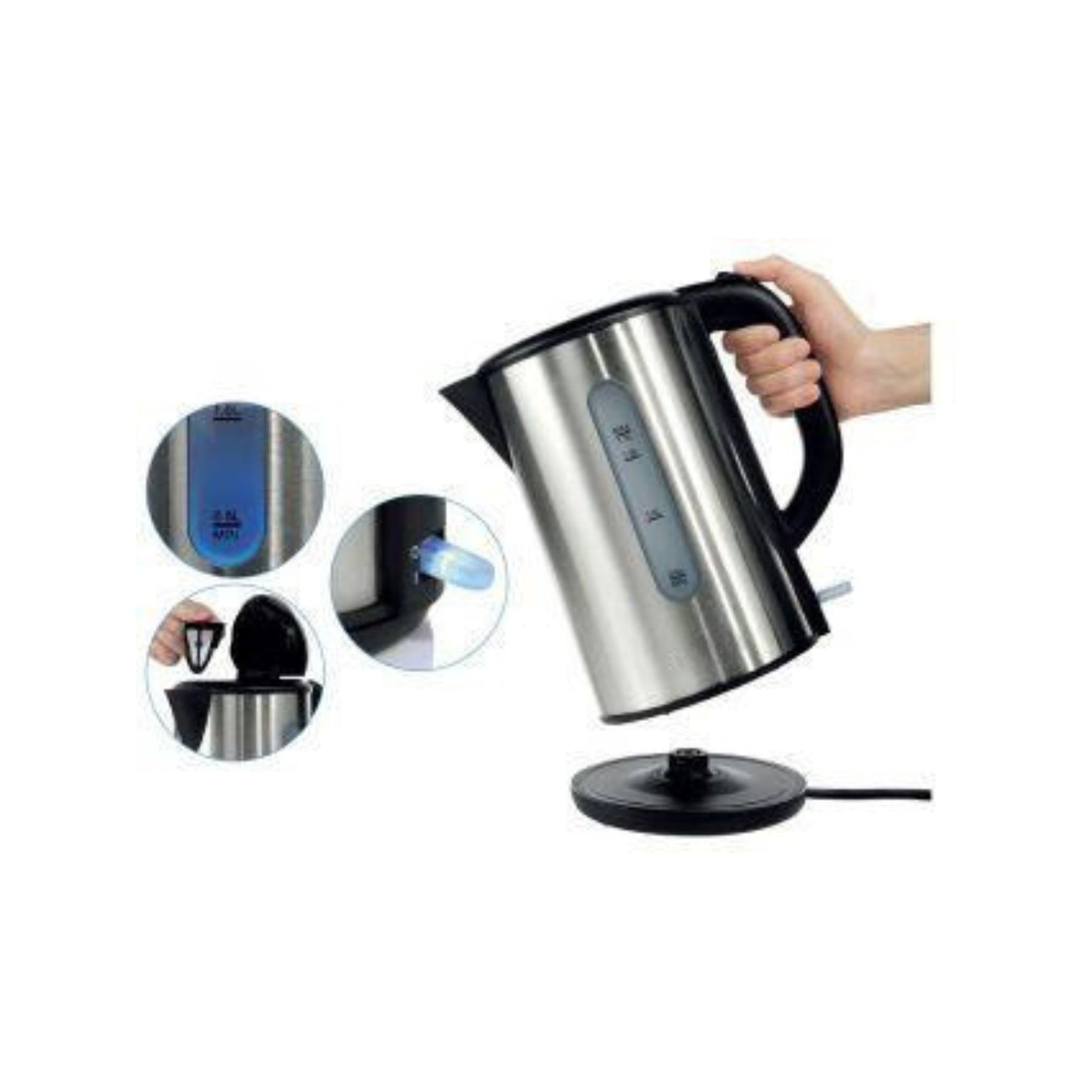 1.0L Brushed Silver Stainless Steel Kettle - SuperSaverAU - view 4