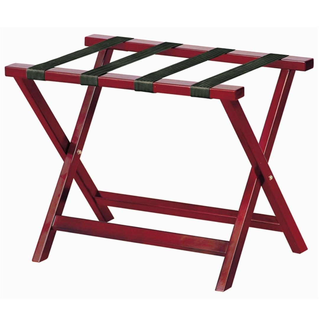 Dolphy Cherry Red Wooden Luggage Rack Foldable Oak Hotel Suitcase Stand