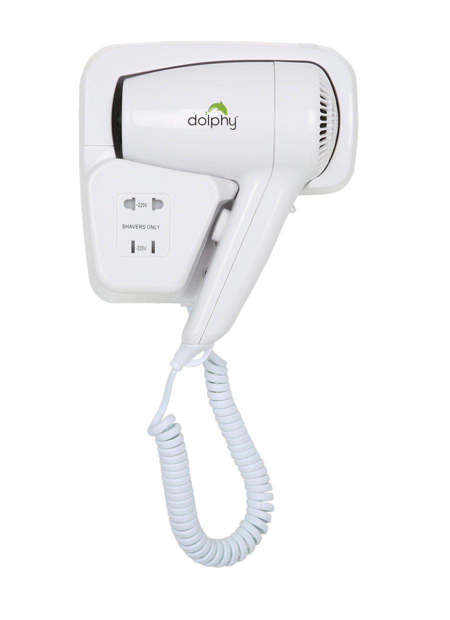 Dolphy White Wall Mounted Hair Dryer 1200W with Shaver Socket