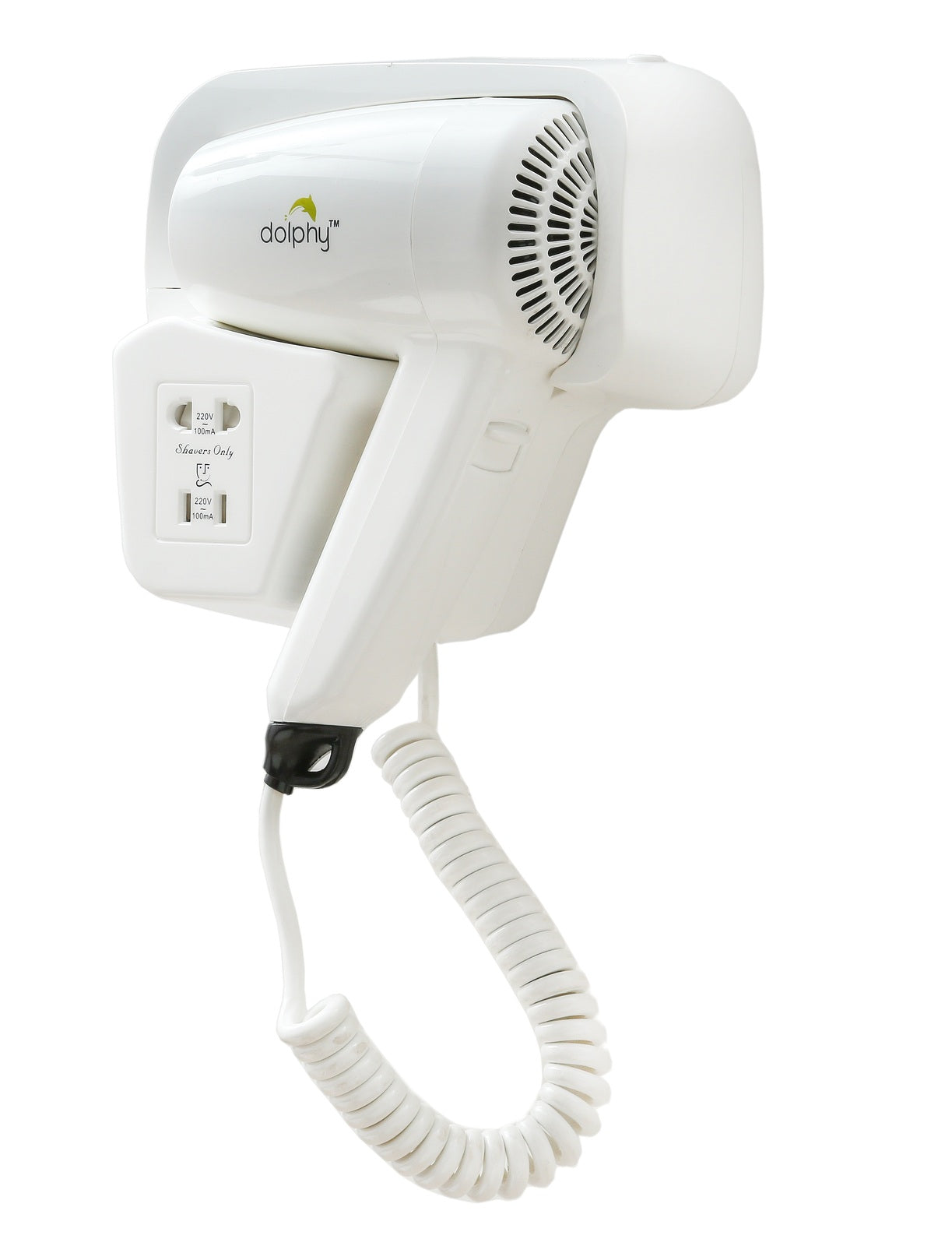 Dolphy Wall-Mount Hair Dryer 1200W - White, Sleek and Efficient