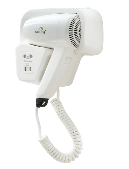 Dolphy Wall-Mount Hair Dryer 1200W - White, Sleek and Efficient