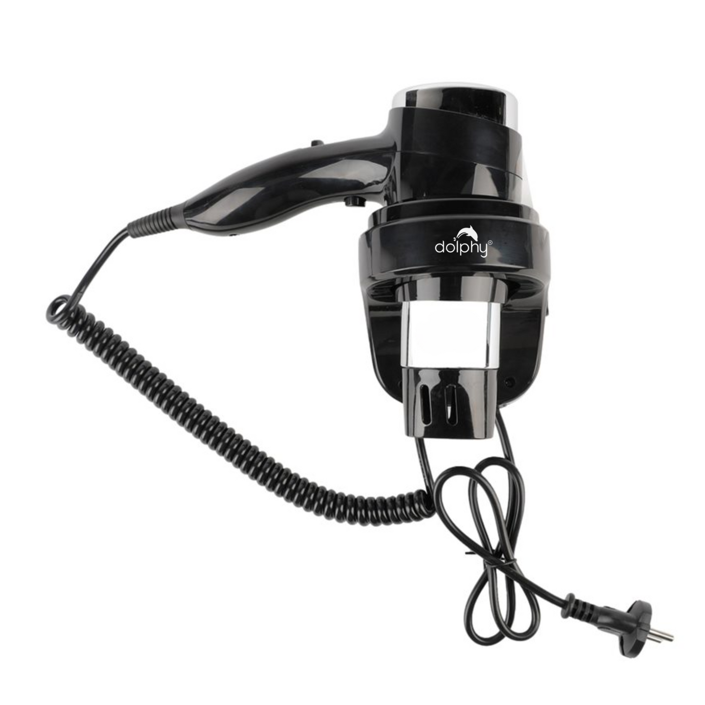 Dolphy Wall-Mount Hair Dryer 1600W - Black, Energy Efficient Design