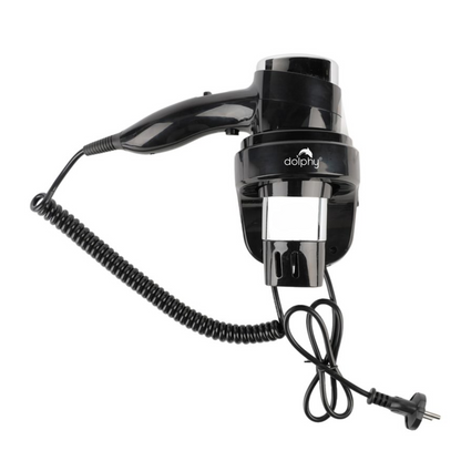 Dolphy Wall-Mount Hair Dryer 1600W - Black, Energy Efficient Design
