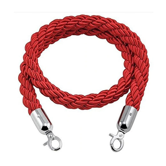 Dolphy Nylon Twisted Queue Barrier Rope - Red, 1.5m, Durable Polyester