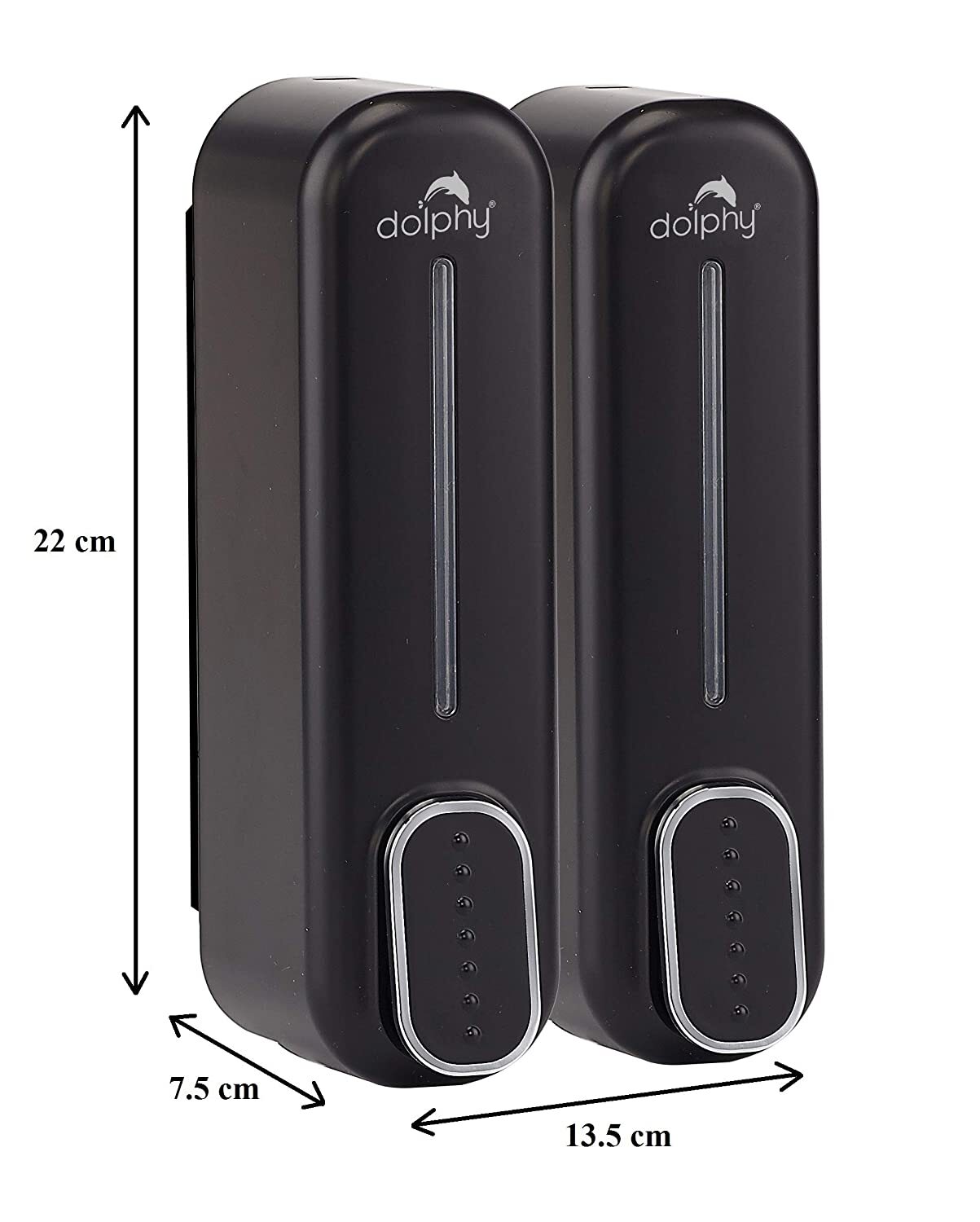 Dolphy Classic Dual Soap Shampoo Dispenser 300ml - Black