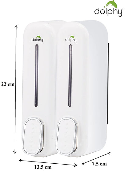 Dolphy Dual Soap/Shampoo Dispenser 300ml - Pack of 2, White