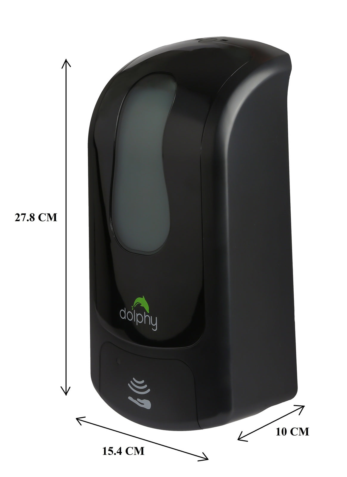 Dolphy Black Automatic Spray Sanitiser Dispenser 1000ml Infrared Sensor Wall Mounted