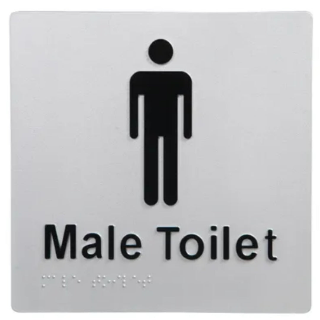 Dolphy Male Toilet Braille Sign - Silver/Black - SuperSaverAU - view 1