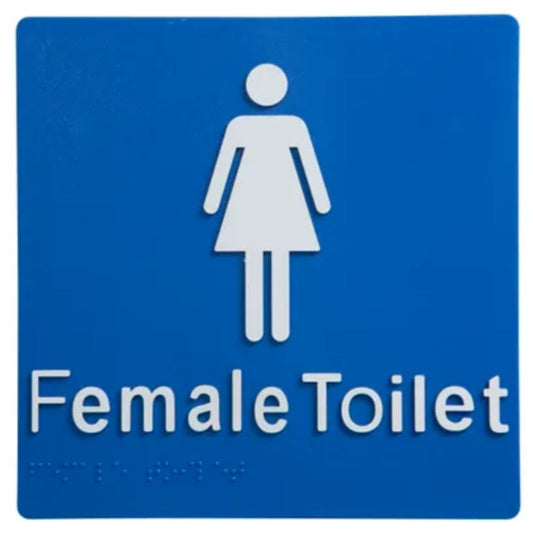 Dolphy Female Toilet Braille Sign - Blue/White