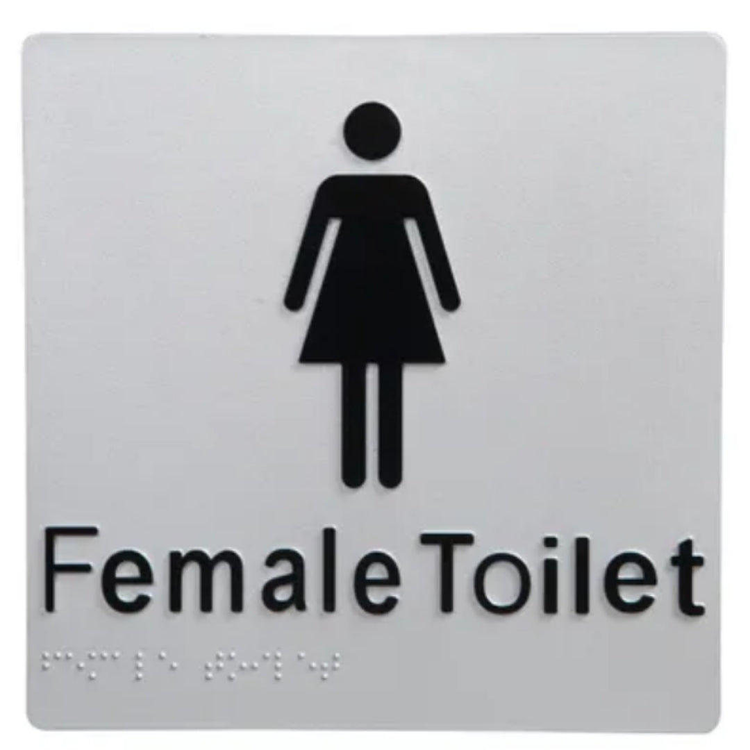 Dolphy Female Toilet Braille Sign - Silver/Black