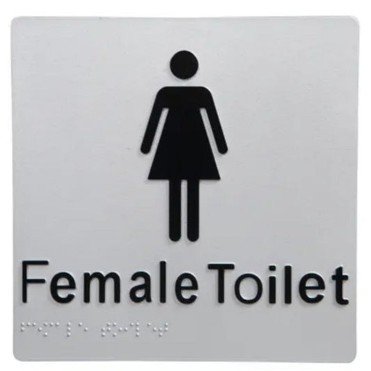 Dolphy Female Toilet Braille Sign - Silver/Black