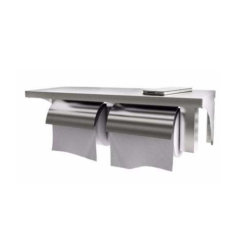 Premium Stainless Steel Twin Toilet Roll Holder – with Shelf