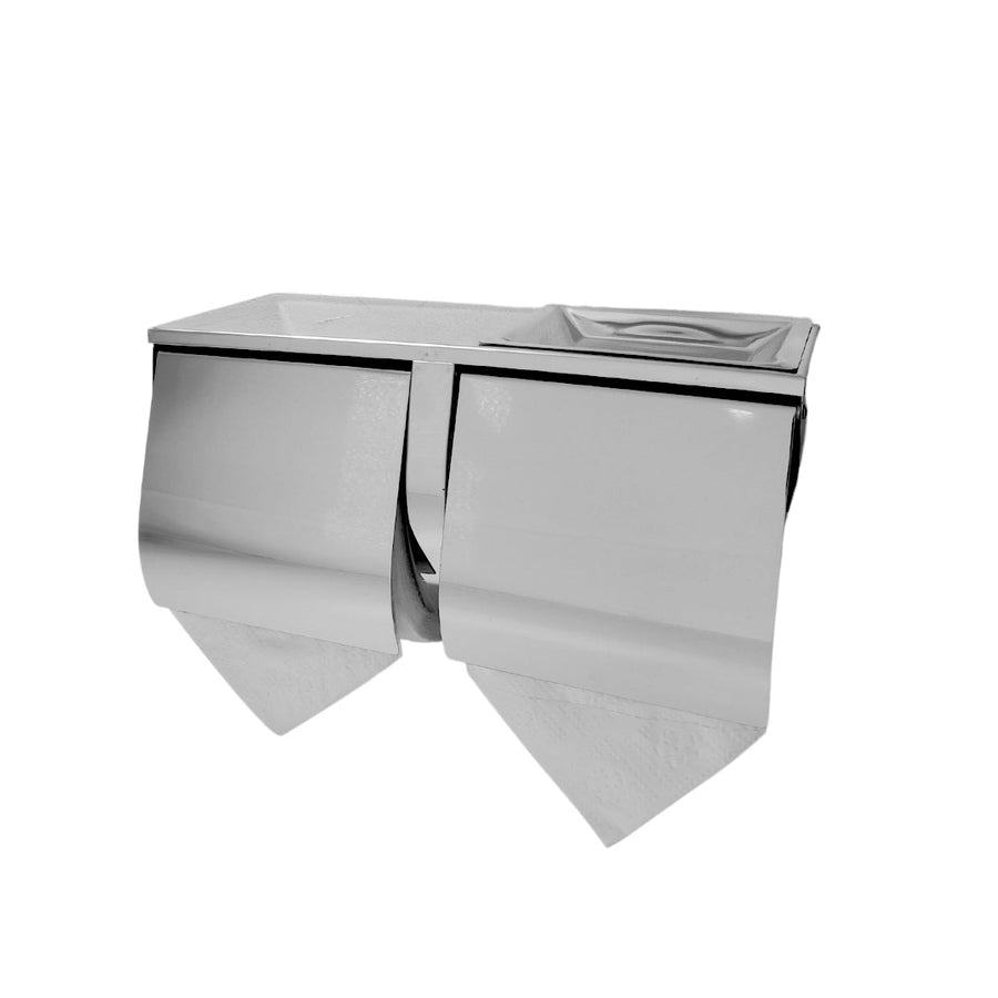 Premium Stainless Steel Double Toilet Roll Holder – with Shelf