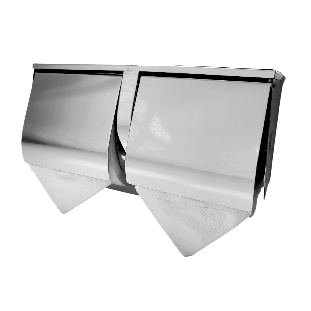 Premium Stainless Steel Double Toilet Roll Holder – with Shelf