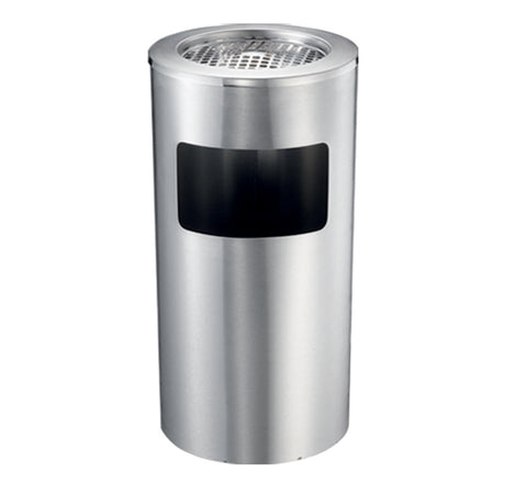 Premium Stainless Steel Lobby Bin – Silver 10L with Ashtray