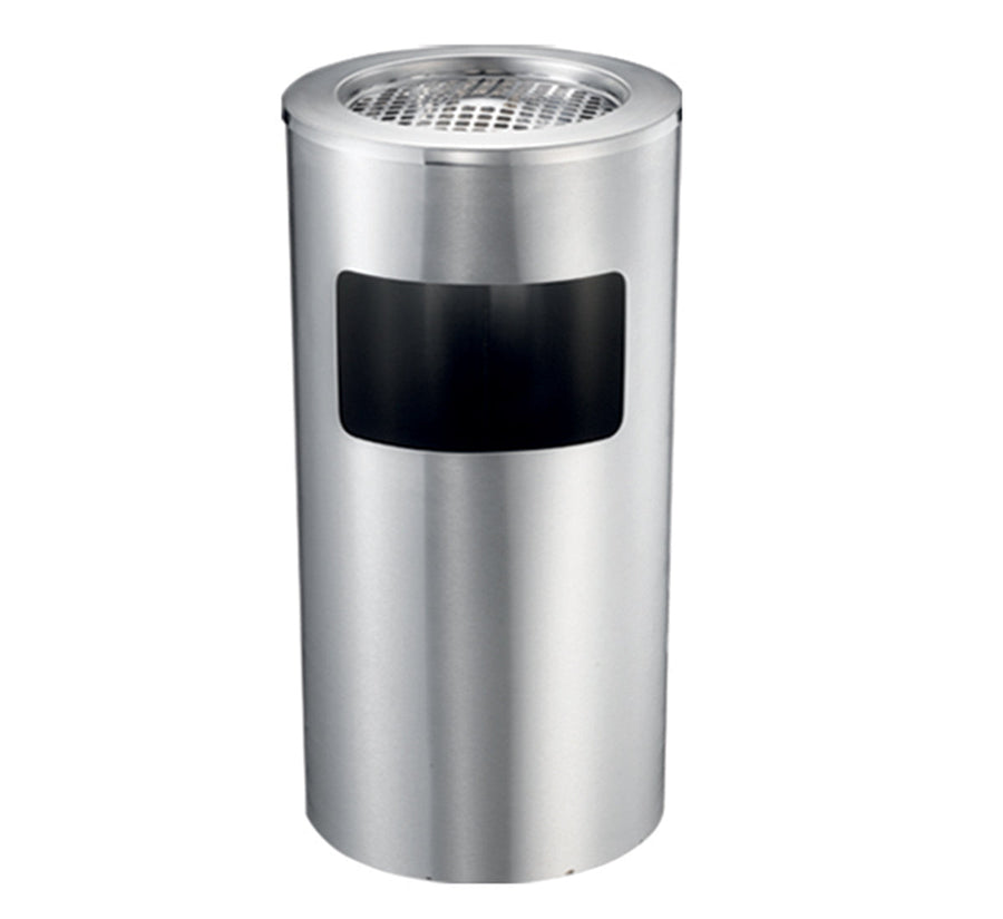 Premium Stainless Steel Lobby Bin – Silver 10L with Ashtray