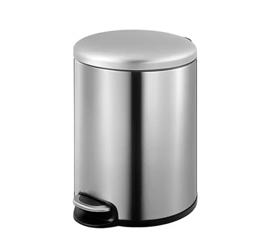 Premium Round Stainless Steel Pedal Bin – Silver 3L