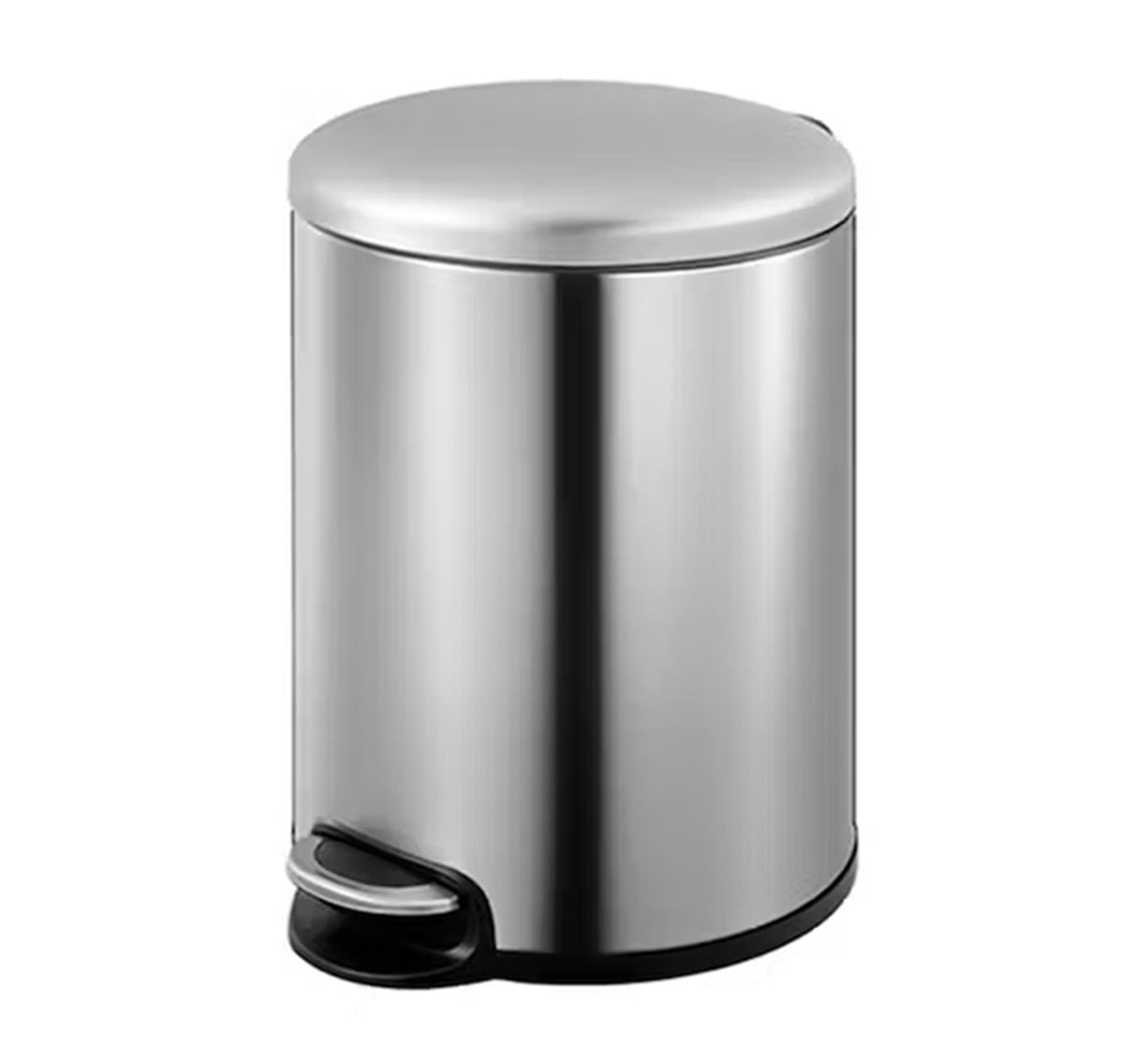 Premium Round Stainless Steel Pedal Bin – Silver 5L