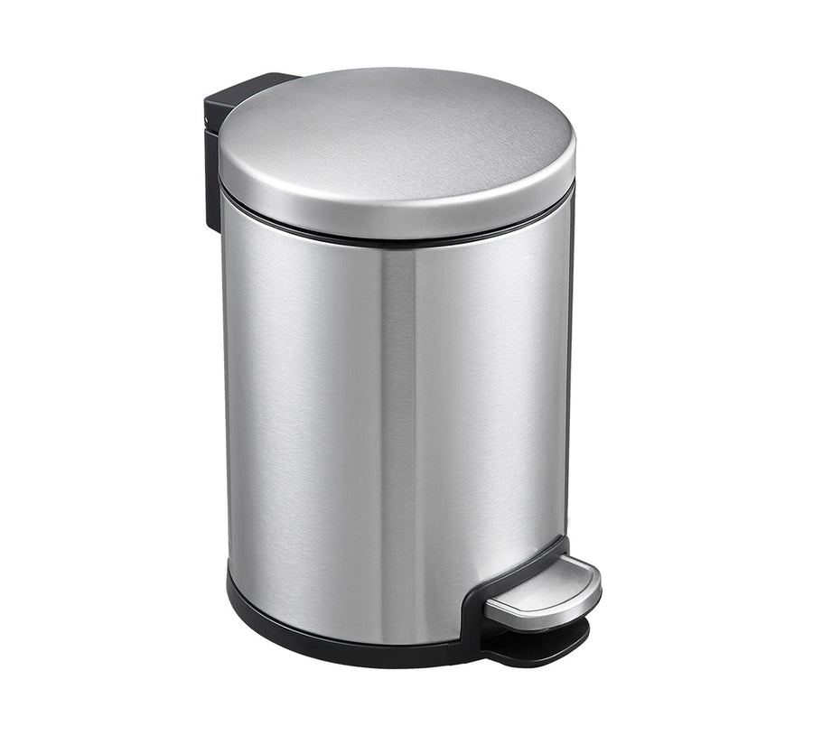 Premium Round Stainless Steel Pedal Bin – Silver 3L Soft Close