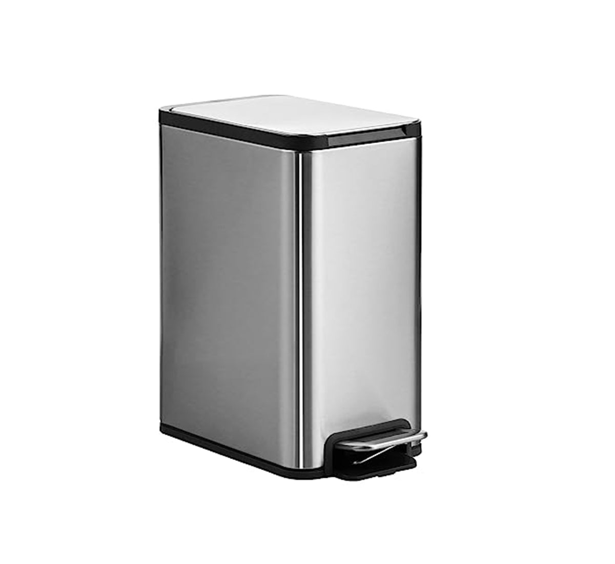 Premium Rectangular Stainless Steel Pedal Bin – Silver 5L Soft Close