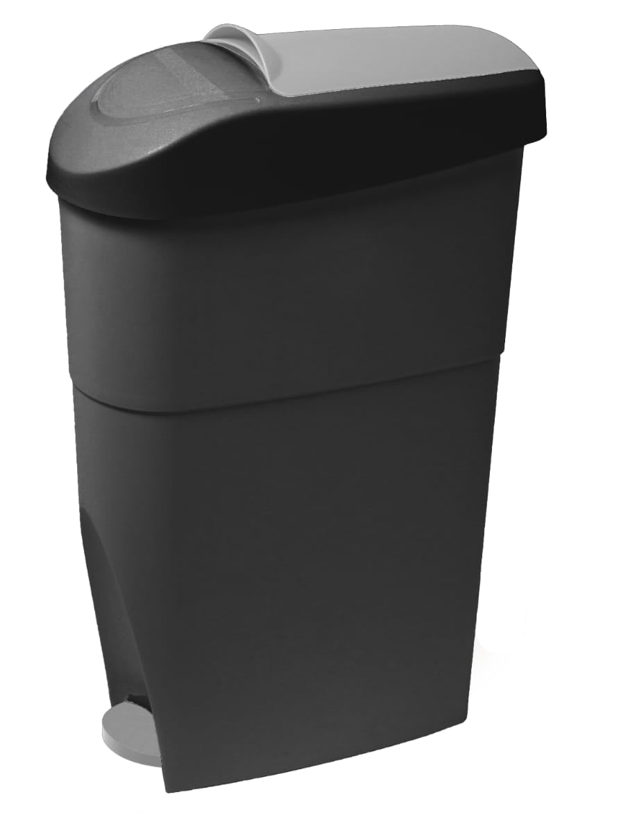 Premium Sanitary Bin with Odour-Lock Lid – Black & Grey 18L