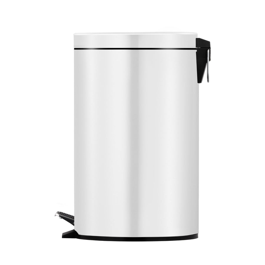 Premium Round Stainless Steel Pedal Bin – White 5L with Inner Bucket