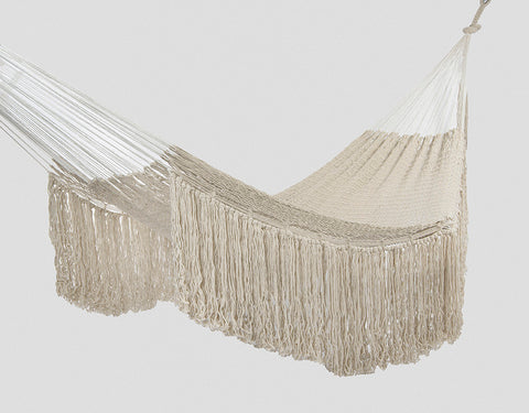 Mayan Legacy Ivory Cascade Hand-Woven Mexican Hammock - King