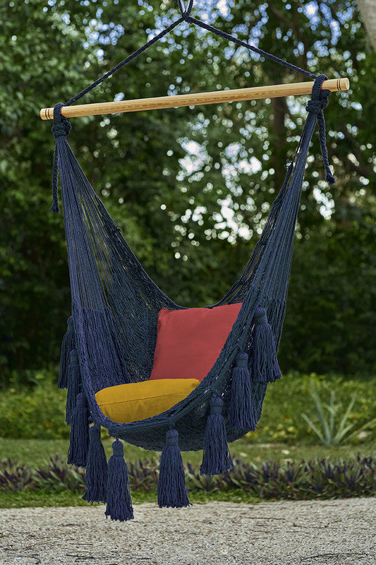 Deluxe Extra Large Mexican Hammock Chair - Outdoor Cotton, Blue, Double Stitched - SuperSaverAU - view 1