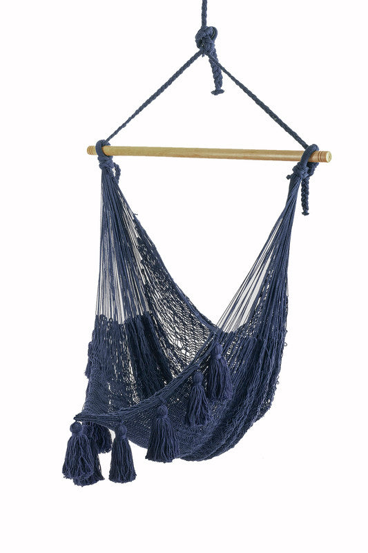 Deluxe Extra Large Mexican Hammock Chair - Outdoor Cotton, Blue, Double Stitched - SuperSaverAU - view 4