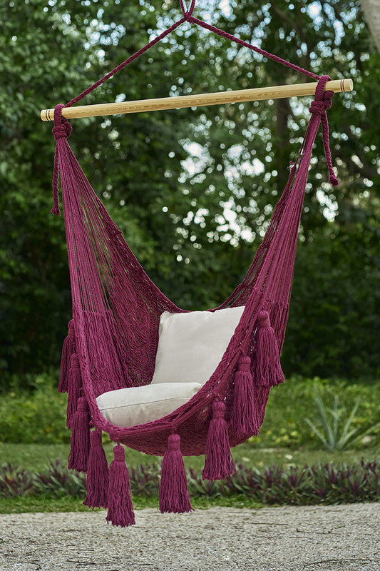 Deluxe Extra Large Mexican Hammock Chair - Outdoor Cotton, Maroon, Double Stitched - SuperSaverAU - view 1