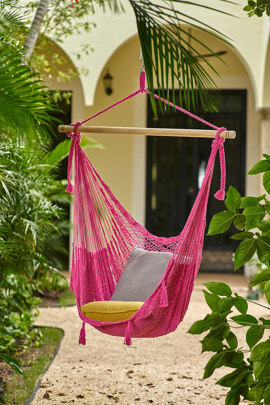 Mayan Legacy Extra Large Outdoor Cotton Mexican Hammock Chair - Pink, Hand Woven - SuperSaverAU - view 1