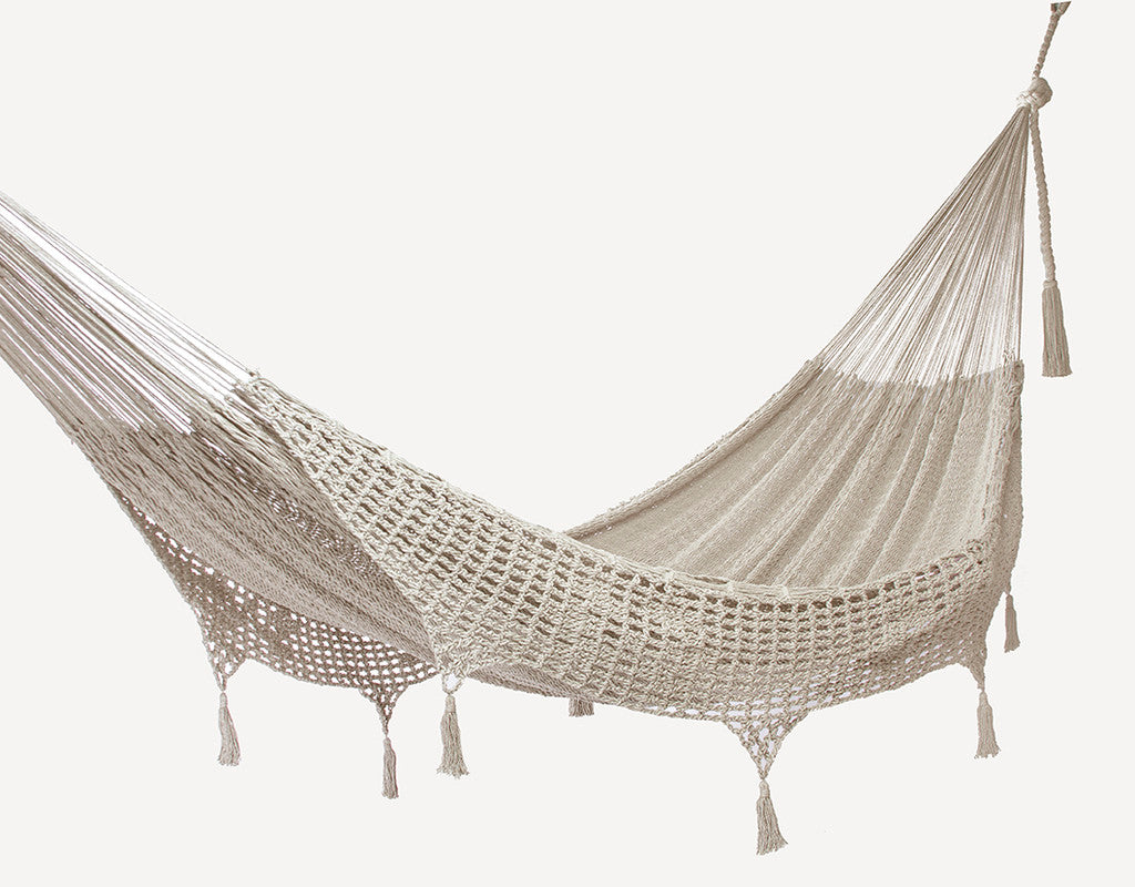 Mayan Legacy King Size Hammock - Handwoven Cotton with Crocheted Tassels - SuperSaverAU - view 2