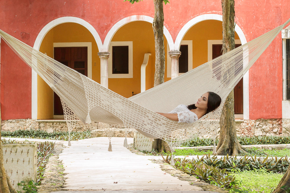 Mayan Legacy King Size Hammock - Handwoven Cotton with Crocheted Tassels - SuperSaverAU - view 7