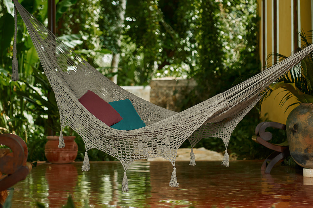 Mayan Legacy King Size Hammock - Handwoven Cotton with Crocheted Tassels - SuperSaverAU - view 2