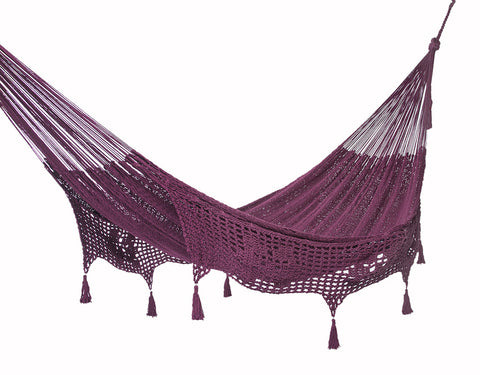 Mayan Legacy King Size Maroon Hammock - Handwoven Cotton with Tassels - SuperSaverAU - view 1