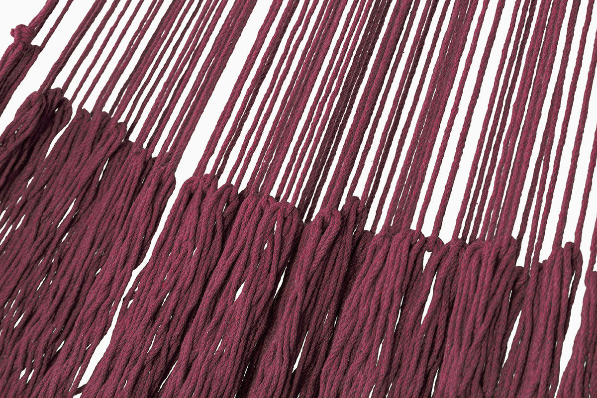 Mayan Legacy Queen Size Outdoor Cotton Hammock with Hand-Crocheted Tassels - Maroon - SuperSaverAU - view 1