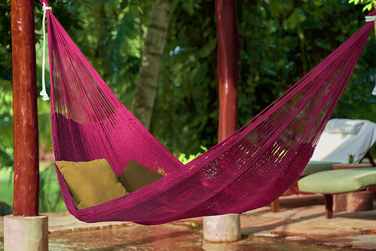 Mayan Legacy King Size Hammock - Outdoor Cotton, Hand Woven, Mexican Pink - SuperSaverAU - view 1