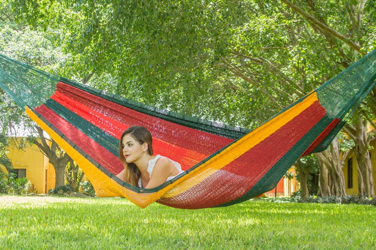Mayan Legacy Queen Size Outdoor Cotton Hammock - 200kg Capacity, 2m Wide - SuperSaverAU - view 1