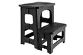 Black Folding 2 Step Stool Non-Slip Collapsible PP Ladder for Home Bathroom Kitchen