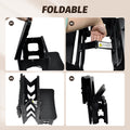 Black Folding 2 Step Stool Non-Slip Collapsible PP Ladder for Home Bathroom Kitchen
