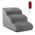 Premium 3-Tier Foam Dog Ramp with Washable Corduroy Cover - Grey