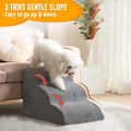Premium 3-Tier Foam Dog Ramp with Washable Corduroy Cover - Grey
