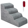 Premium 4-Tier Foam Dog Ramp with Non-Slip Suede Cover - Grey