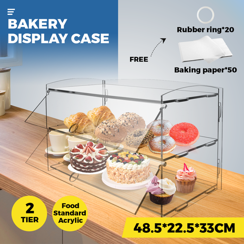 Alston 2-Tier Acrylic Bakery Display Case – Transparent 225 x 485 x 330mm